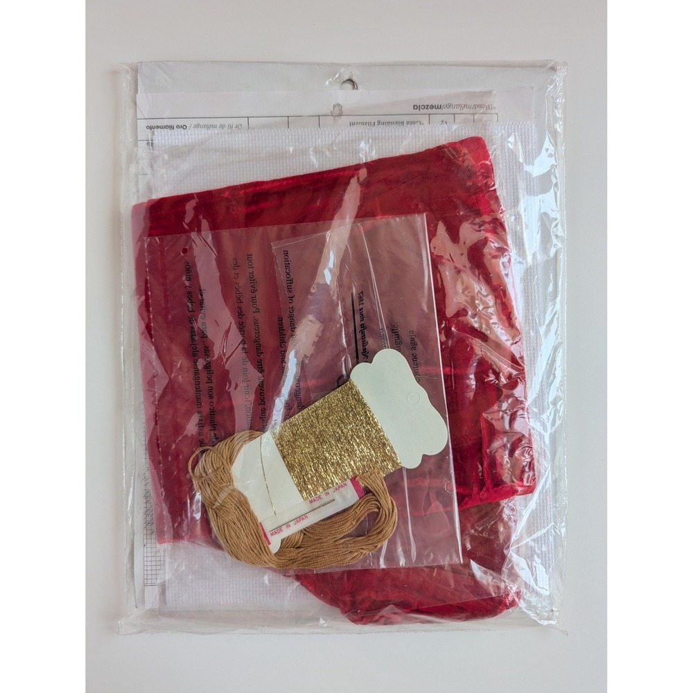 Bucilla Snowflakes Stocking Cuff Counted Cross Stitch Kit 84850 Red Velvet 18in - Picture 2 of 3